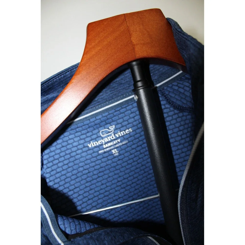 Vineyard Vines Sankaty Youth XL Navy Blue Heathered Quarter Zip Pullover Shirt